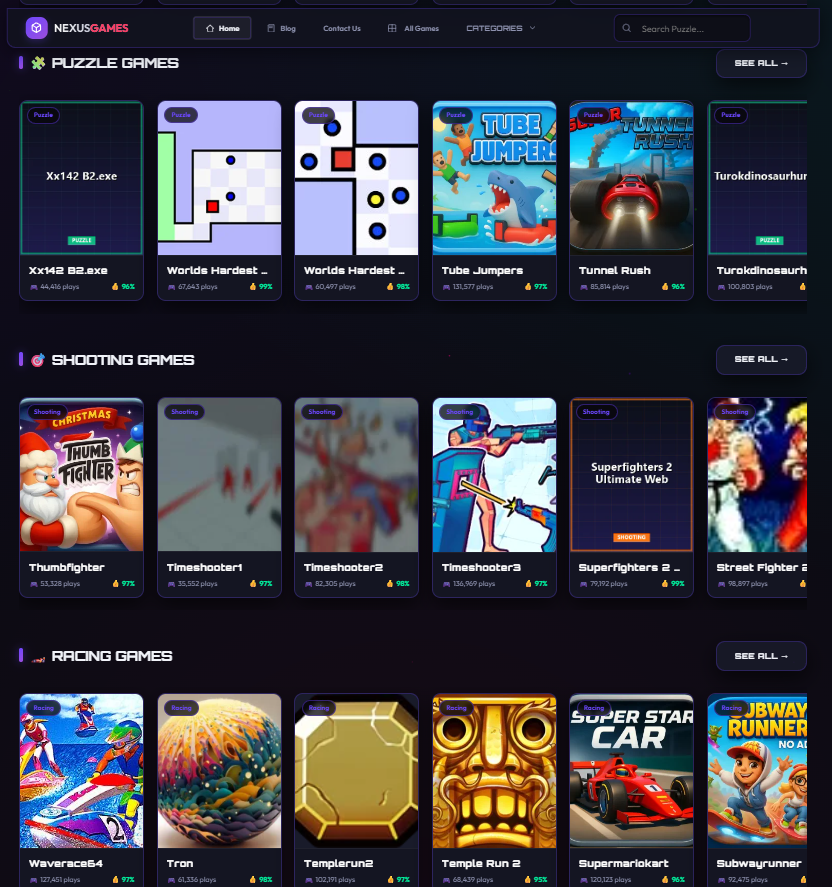 Nexus Games Portal preview screenshot